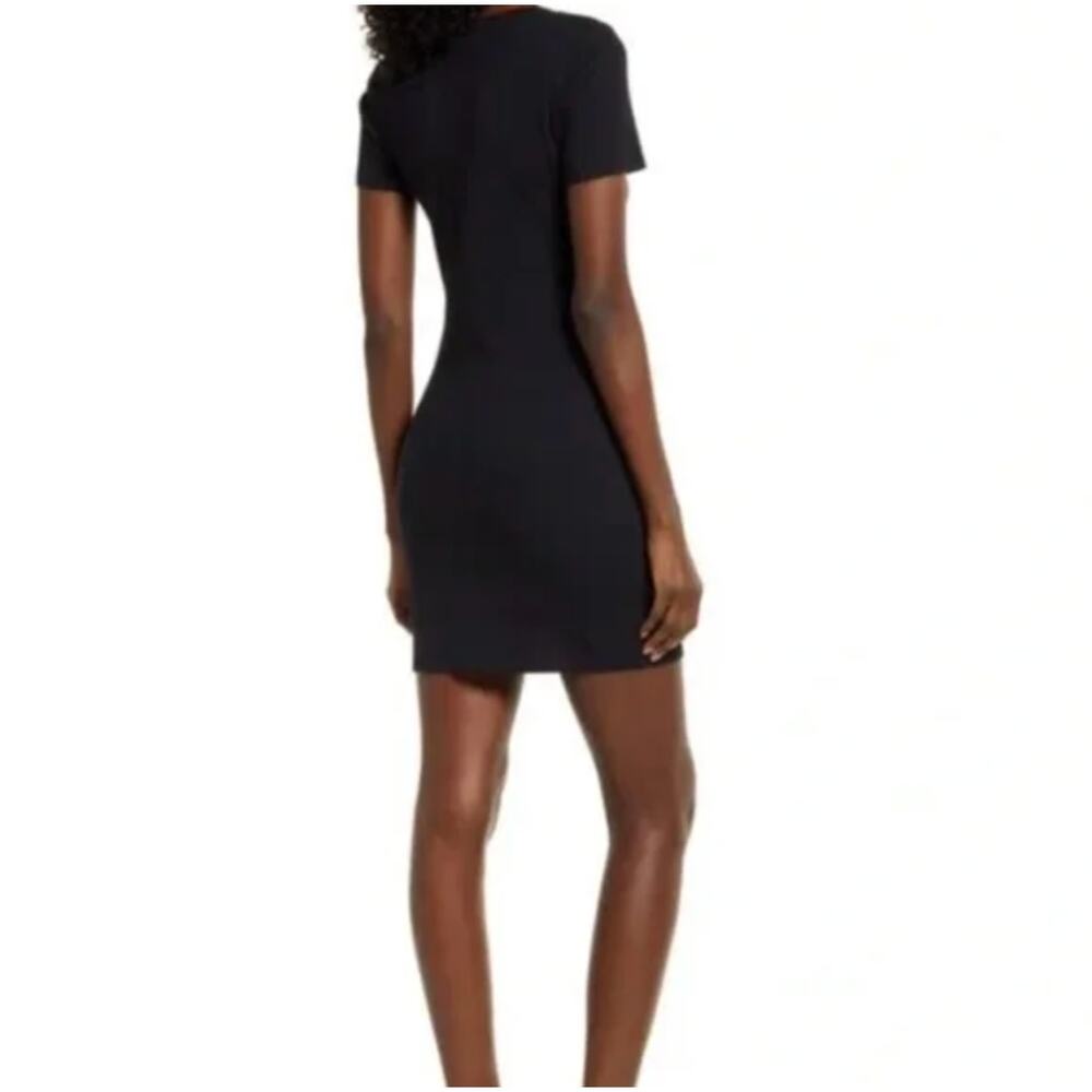 Open Edit Black Ribbed Bodycon Mini T-shirt Dress Size S - Picture 2 of 8